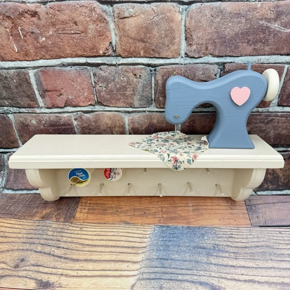Vintage Wooden Sewing Thread Spool Holder Shelf Cottage Core Grannycore Country